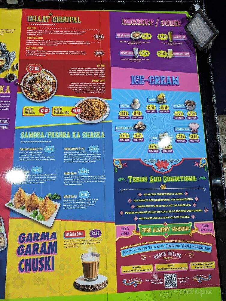 Chaat Ka Chaskaaa - Austin, TX menu_pic
