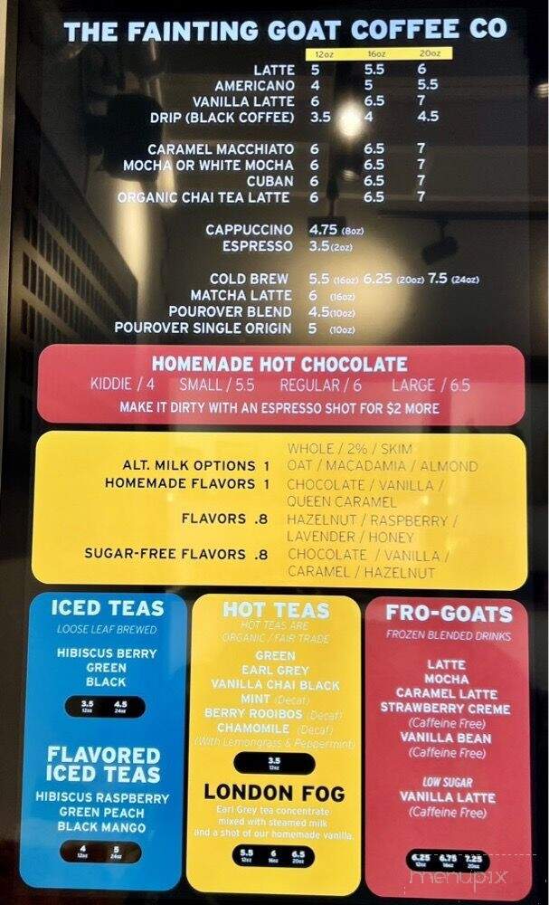 The Fainting Goat Coffee - Franklin, TN menu_pic
