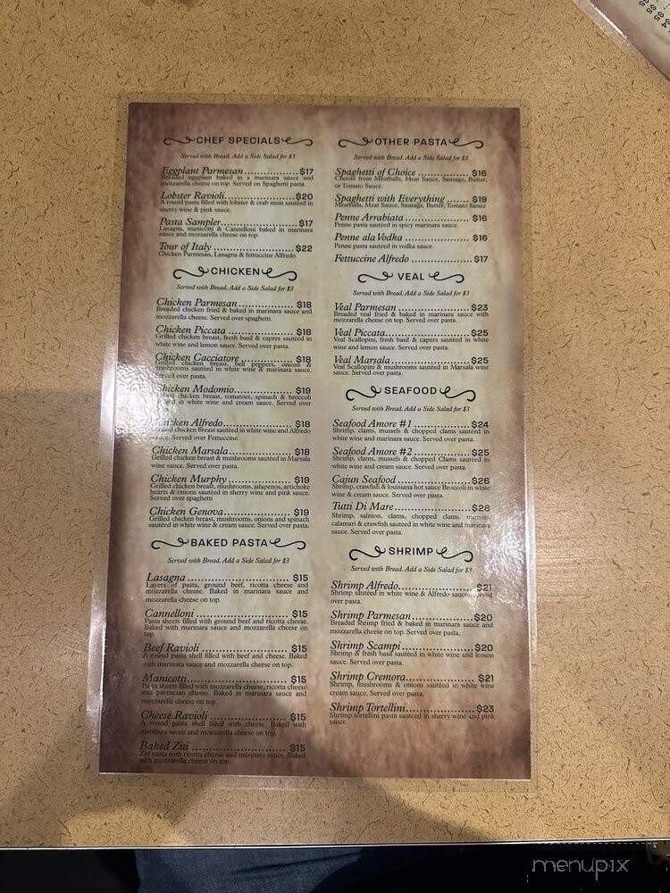 Amore Italian Restaurant - Salina, KS menu_pic