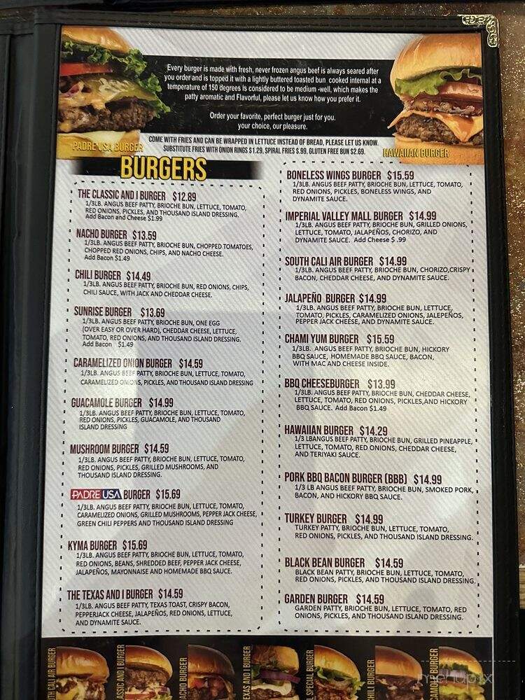 The Burger and I - El Centro, CA menu_pic