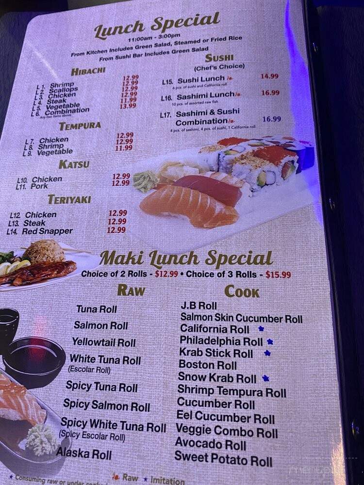 Sushi 99 - St. Augustine, FL menu_pic