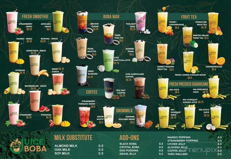 Juice & Boba - Thousand Oaks, CA menu_pic