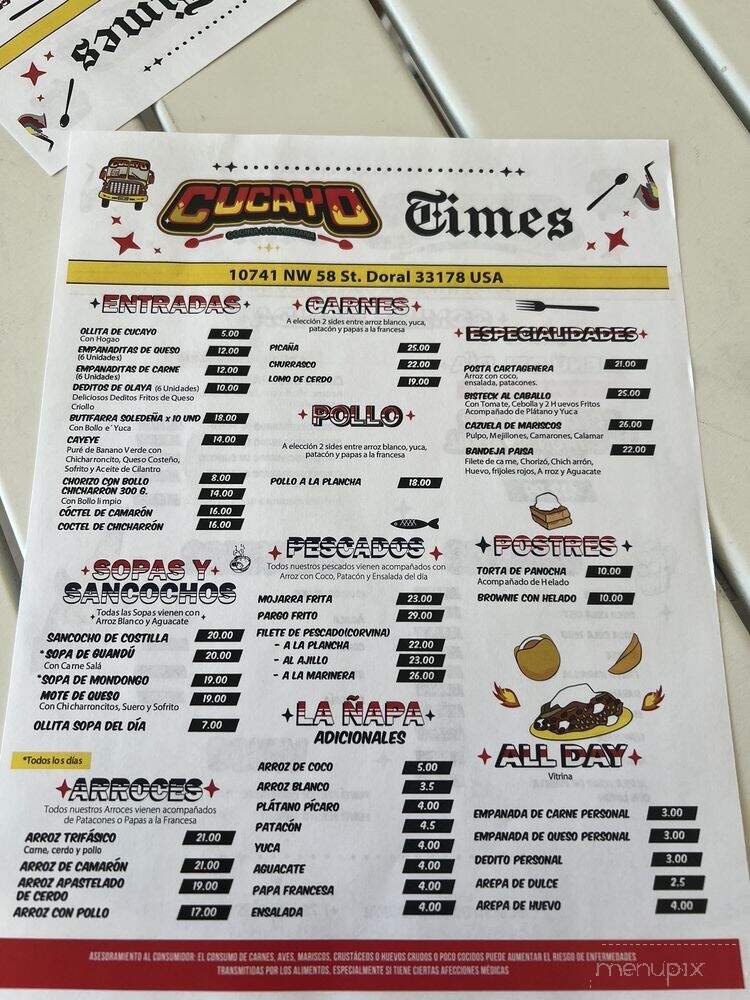 Cucayo - Doral, FL menu_pic