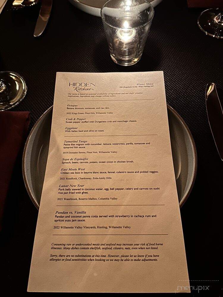 Hidden Kitchens - Portland, OR menu_pic