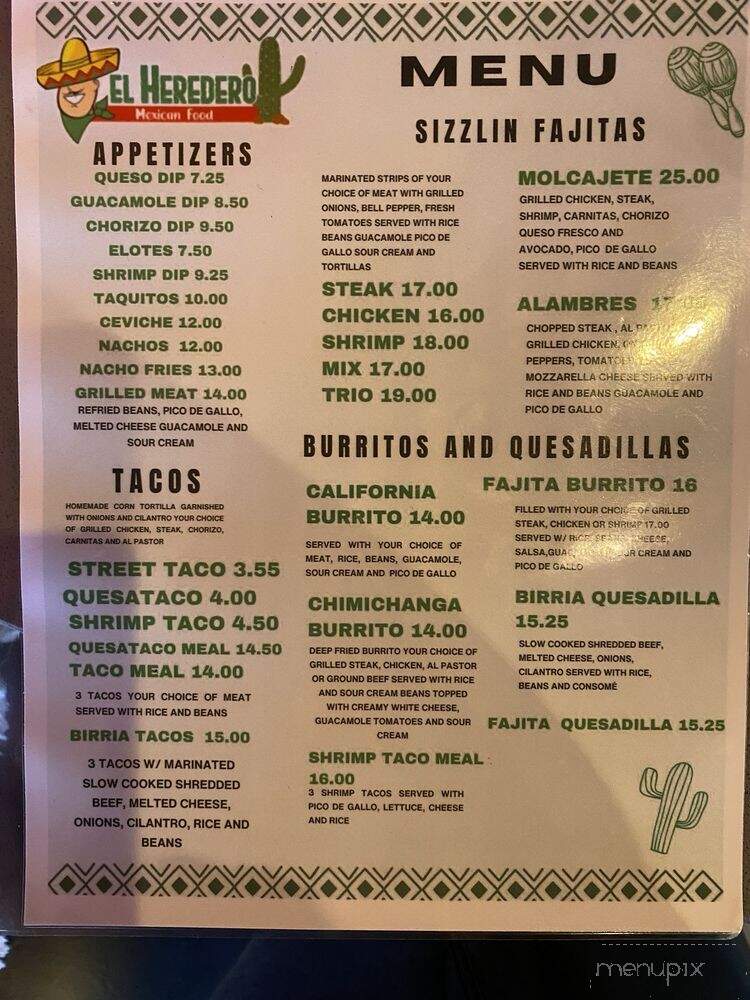 El Heredero Mexican Food - Titusville, FL menu_pic