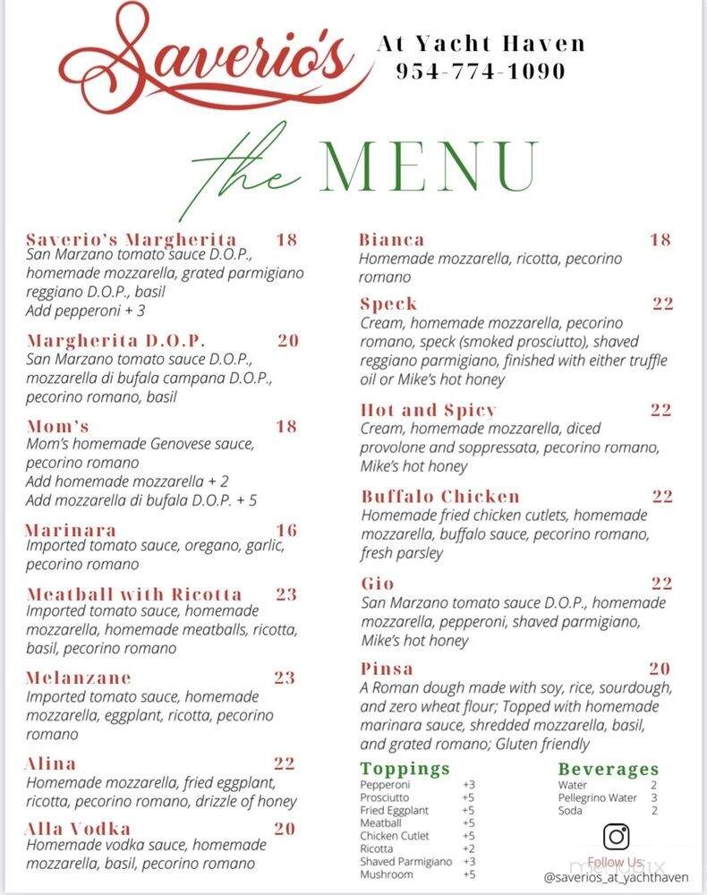 Saverio's at Yacht Haven - Fort Lauderdale, FL menu_pic