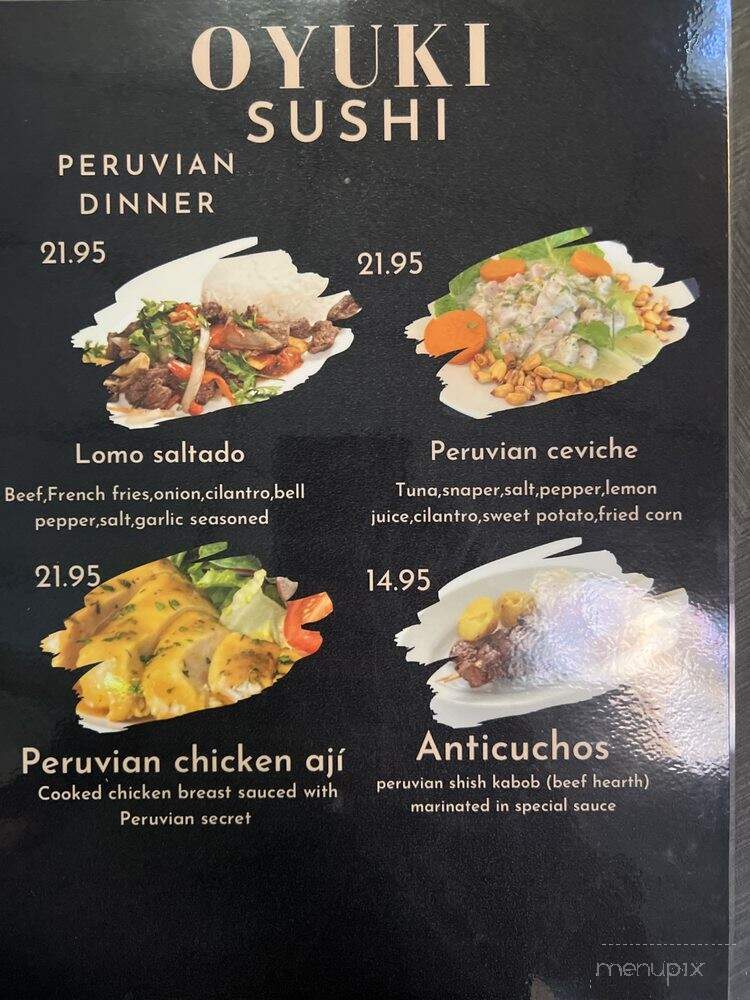 Oyuki Sushi Peruvian & Japanese Fusion - Santa Cruz, CA menu_pic