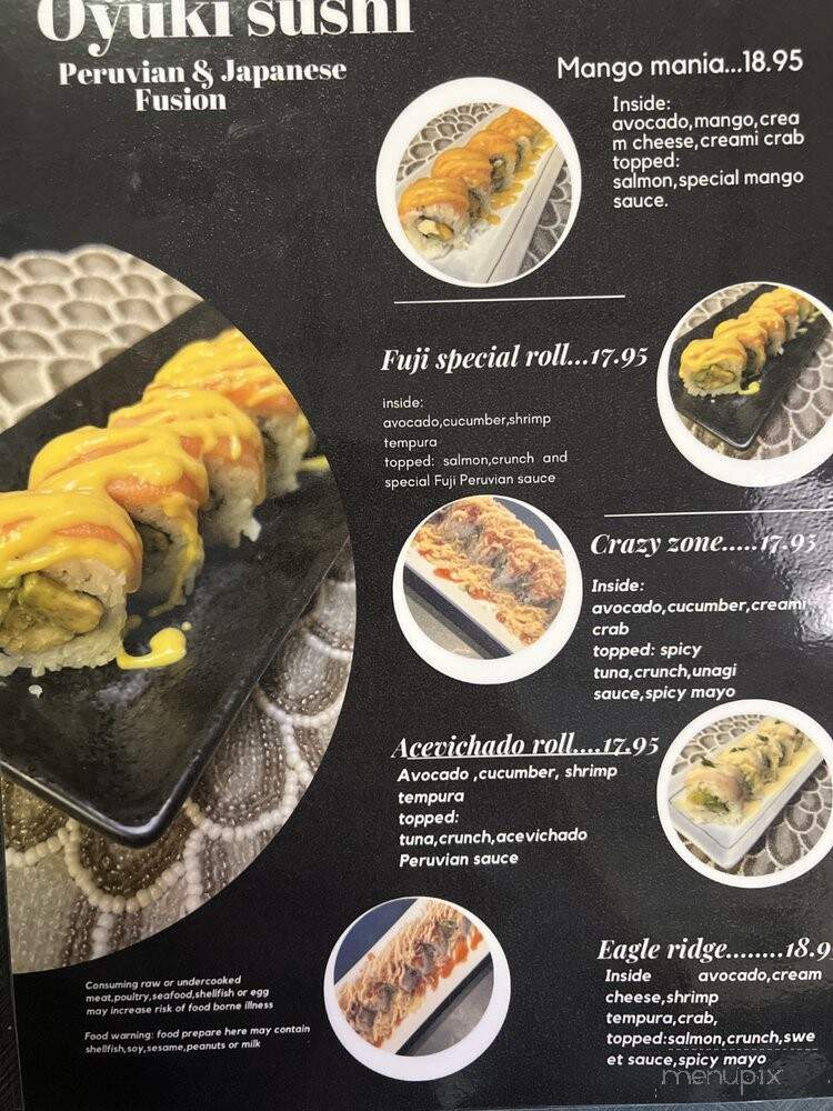 Oyuki Sushi Peruvian & Japanese Fusion - Santa Cruz, CA menu_pic