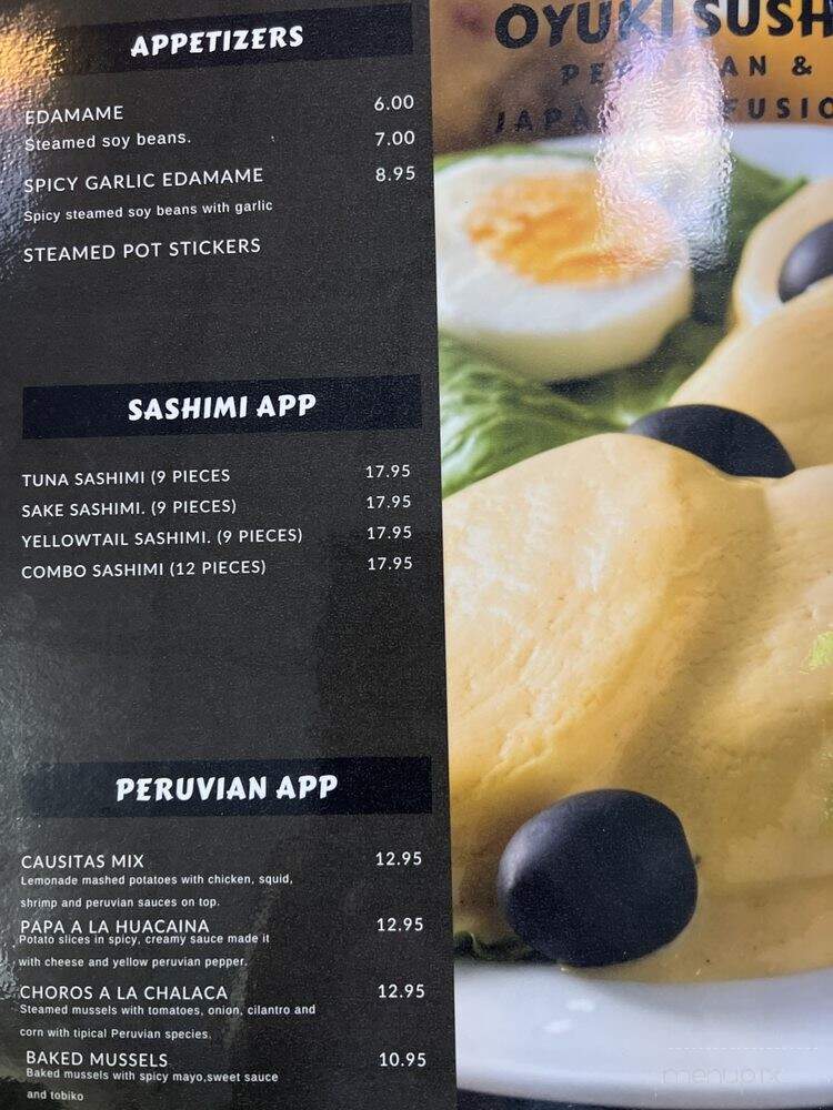 Oyuki Sushi Peruvian & Japanese Fusion - Santa Cruz, CA menu_pic