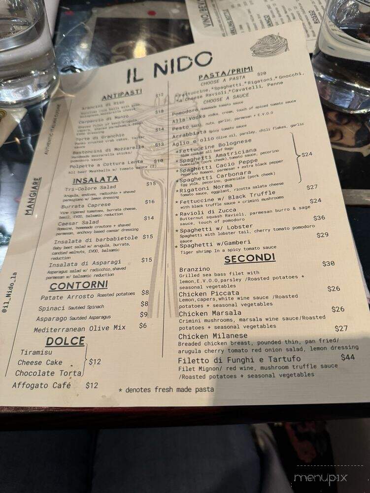 IL Nido - Los Angeles, CA menu_pic