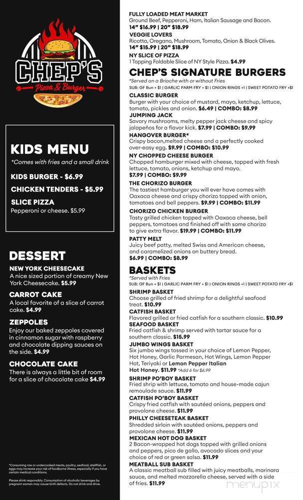 Chep's Pizza and Burger - Waco, TX menu_pic