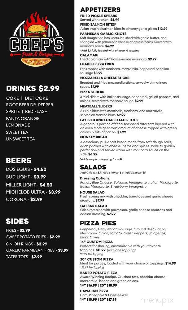 Chep's Pizza and Burger - Waco, TX menu_pic