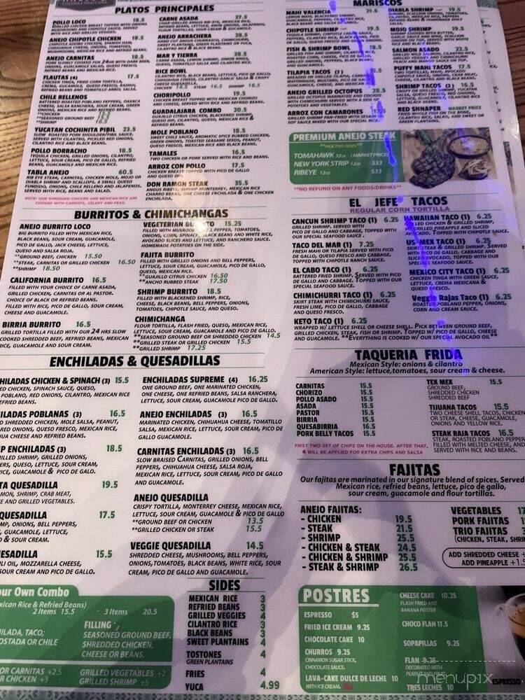 Anejo Cocina Mexicana - Saint Johns, FL menu_pic