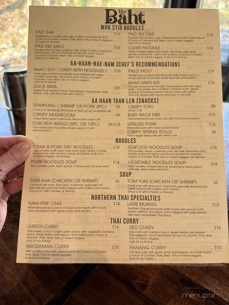 The Baht - Gatlinburg, TN menu_pic