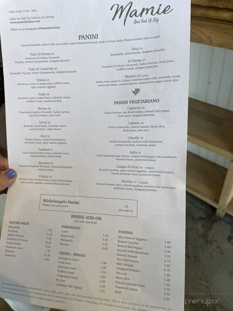 Mamie - West Hollywood, CA menu_pic
