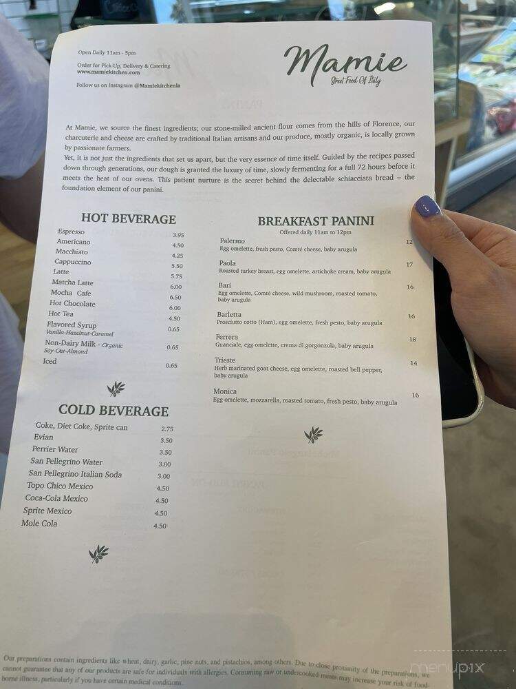 Mamie - West Hollywood, CA menu_pic