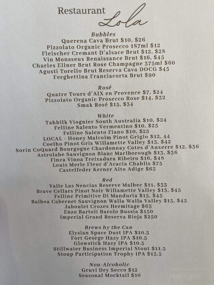 Restaurant Lola - Bremerton, WA menu_pic