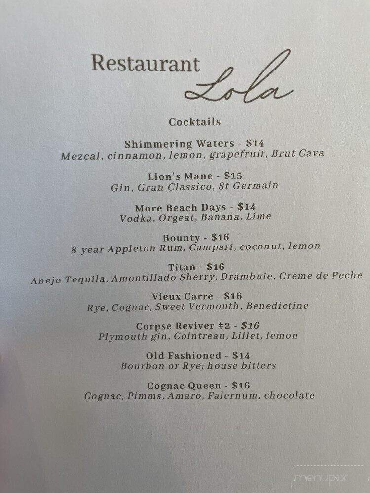 Restaurant Lola - Bremerton, WA menu_pic