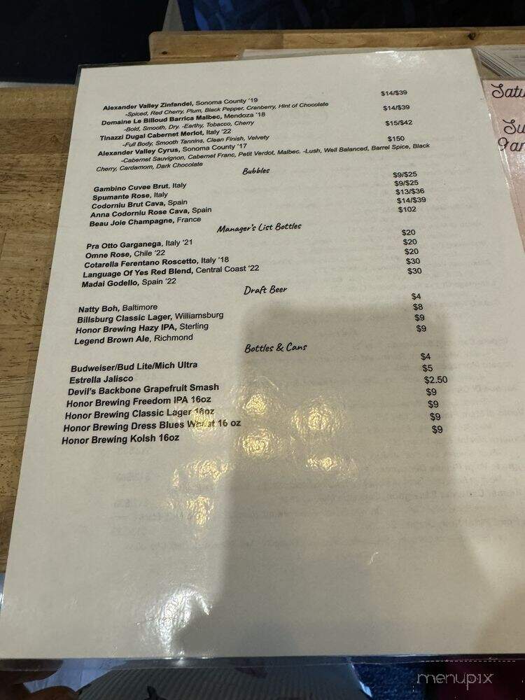 Cibus Chophouse - Hampton, VA menu_pic
