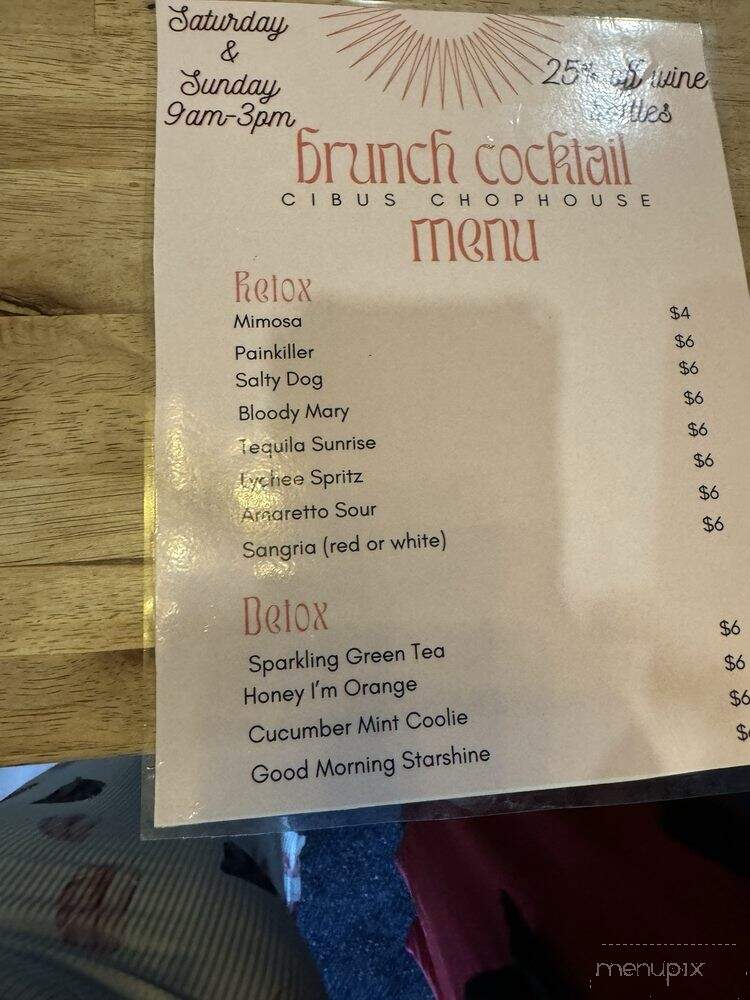 Cibus Chophouse - Hampton, VA menu_pic