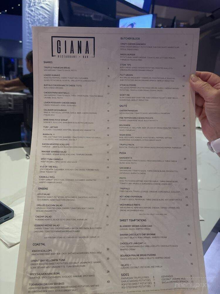 Giana Restaurant - Easton, MA menu_pic