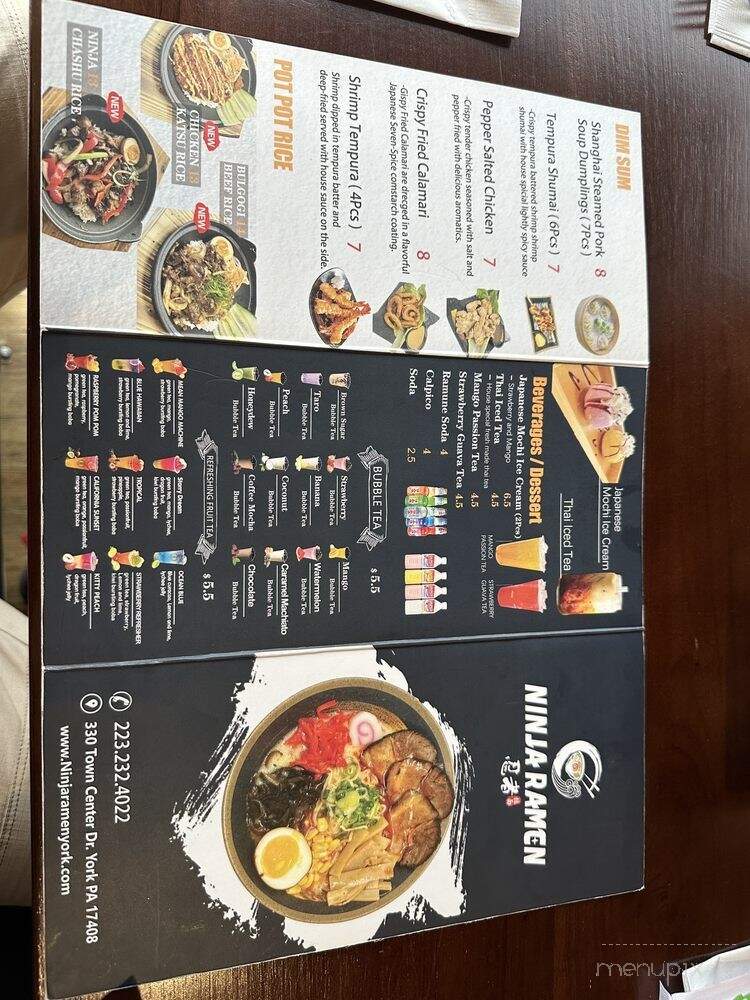 Ninja Ramen - York, PA menu_pic