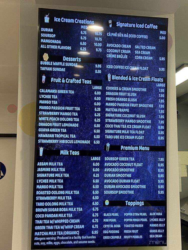 Ant's Ice Cream Coffee and Boba - Garden Grove, CA menu_pic