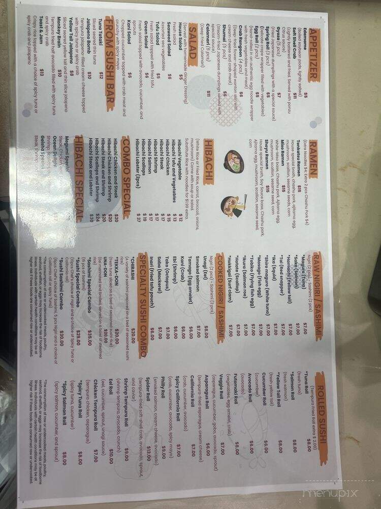 Megumi Hibachi Express, Sushi and Bubble Tea - McCordsville, IN menu_pic
