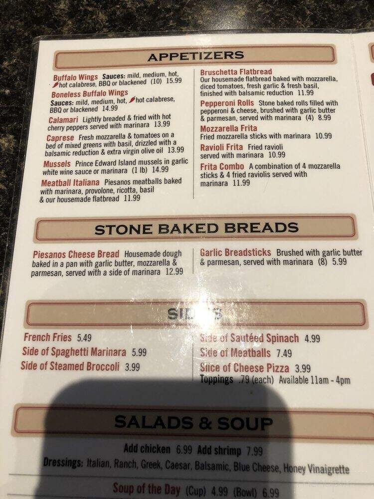 Piesano's Stone Fired Pizza - Tallahassee, FL menu_pic