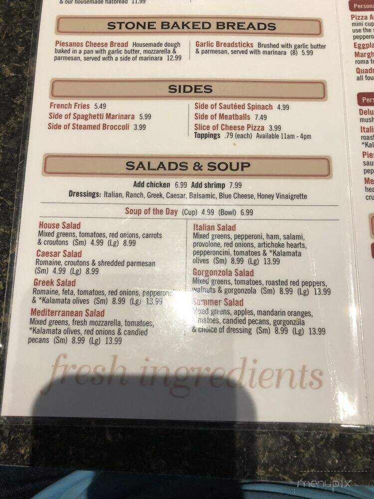 Piesano's Stone Fired Pizza - Tallahassee, FL menu_pic