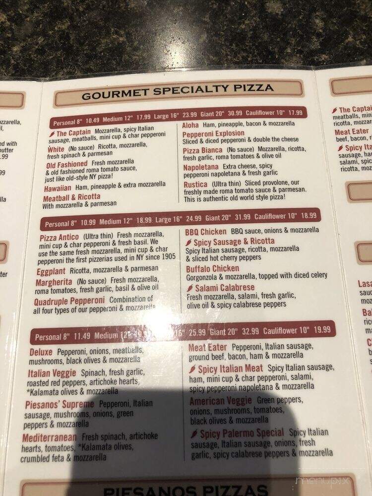 Piesano's Stone Fired Pizza - Tallahassee, FL menu_pic