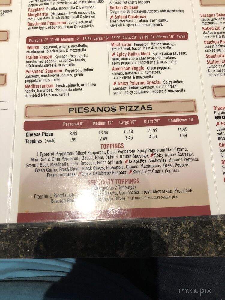 Piesano's Stone Fired Pizza - Tallahassee, FL menu_pic