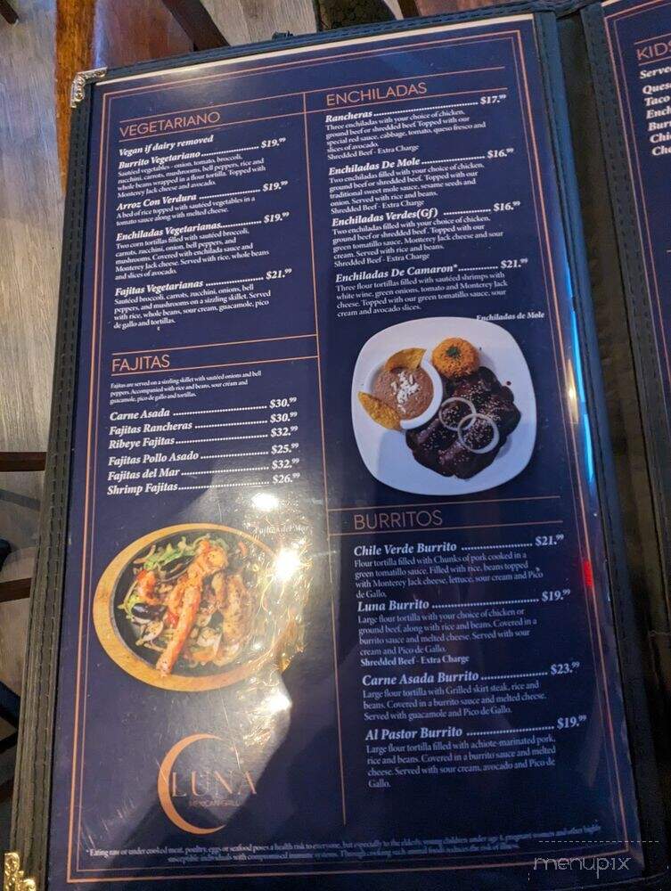 Luna Mexican Grill - Everett, WA menu_pic