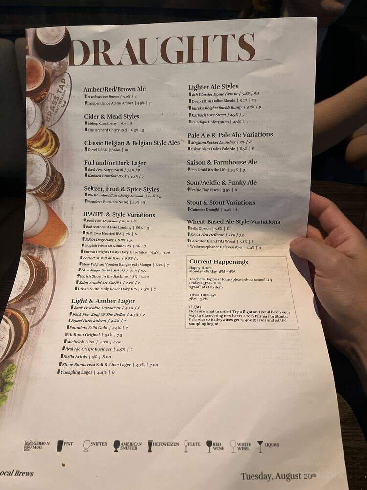 The Brass Tap - Kingwood, TX menu_pic