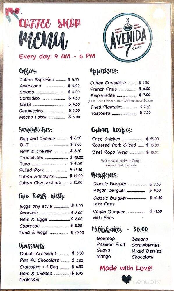 Avenida 7 Cafe - Philadelphia, PA menu_pic