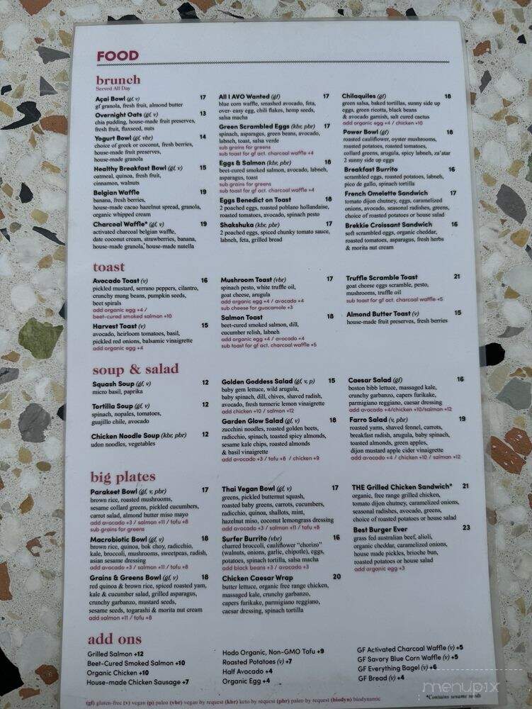 Parakeet Cafe - Los Angeles, CA menu_pic