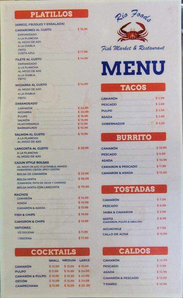 Rio Foods Fish Market And Restaurant - La Puente, CA menu_pic