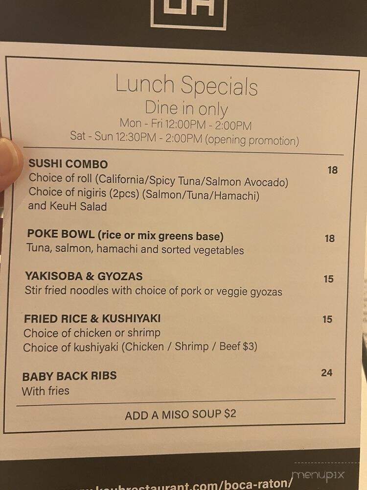 Ke uH - Boca Raton, FL menu_pic