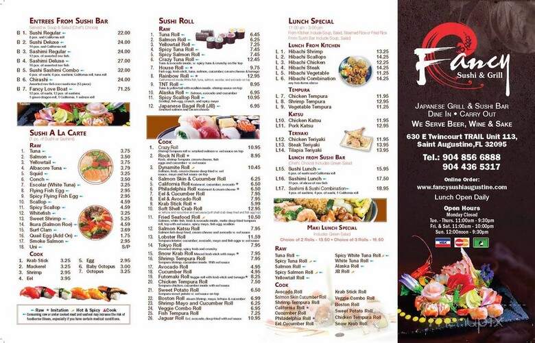 Fancy Sushi - St. Augustine, FL menu_pic