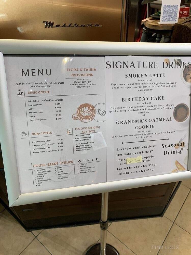 Flora & Fauna Provisions - Sacramento, CA menu_pic
