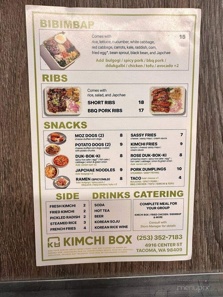 Kimchi Box - Tacoma, WA menu_pic
