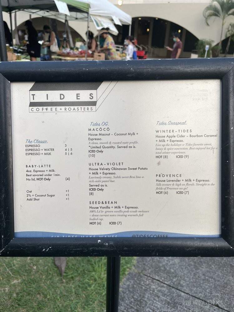Tides Coffee - Honolulu, HI menu_pic