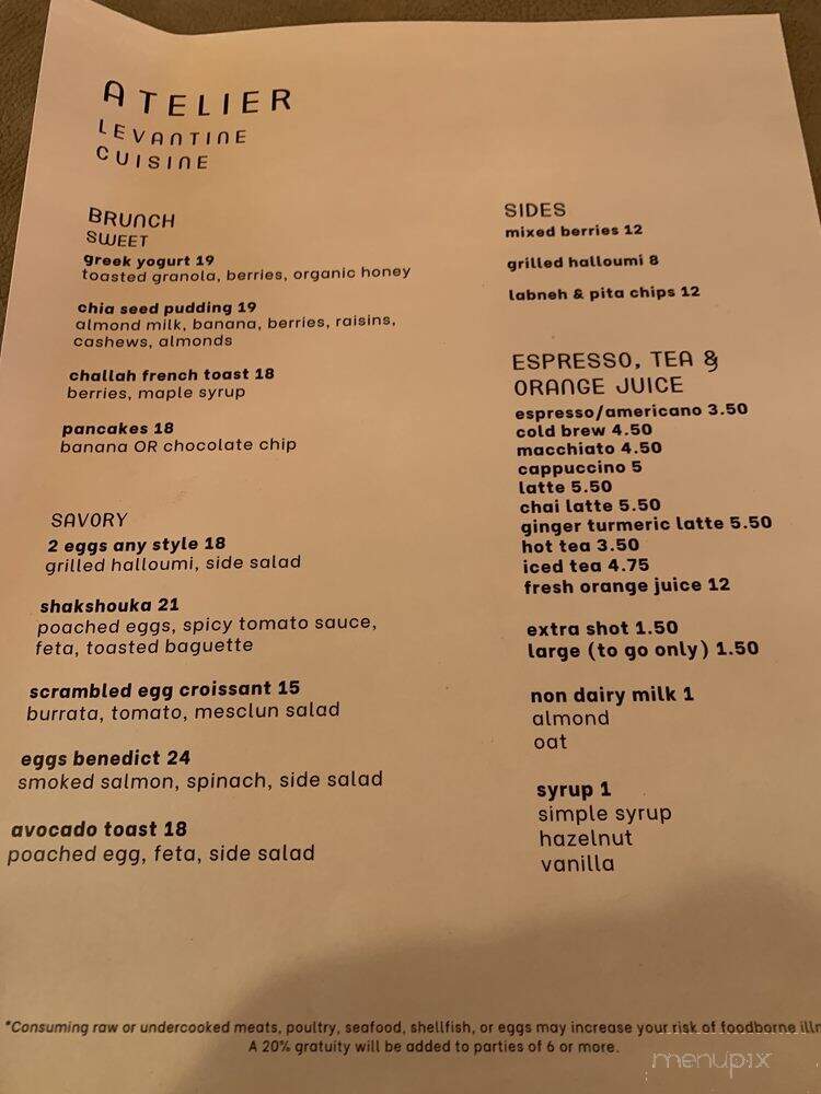 Atelier - New York, NY menu_pic