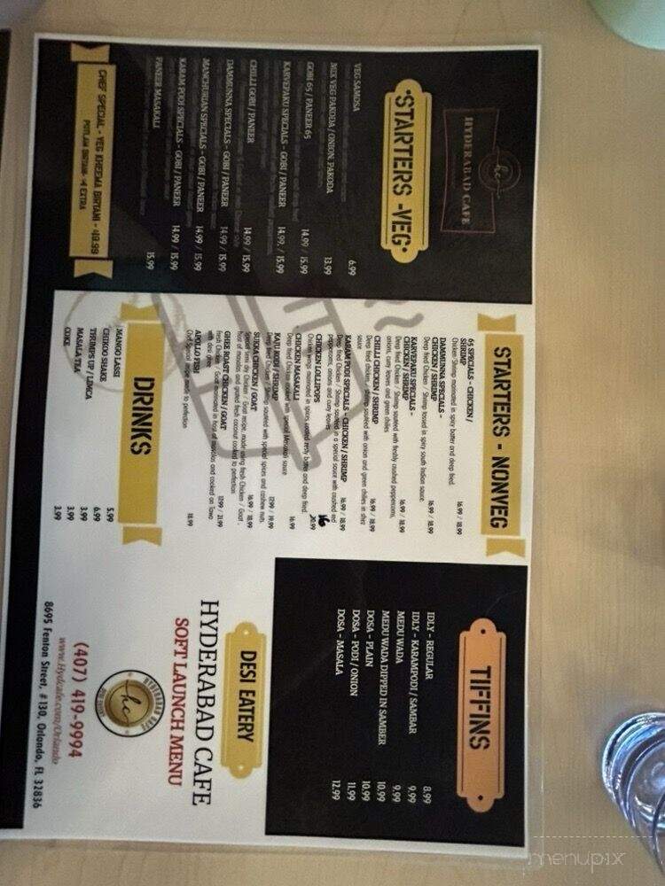 Hyderabad Cafe - Orlando, FL menu_pic