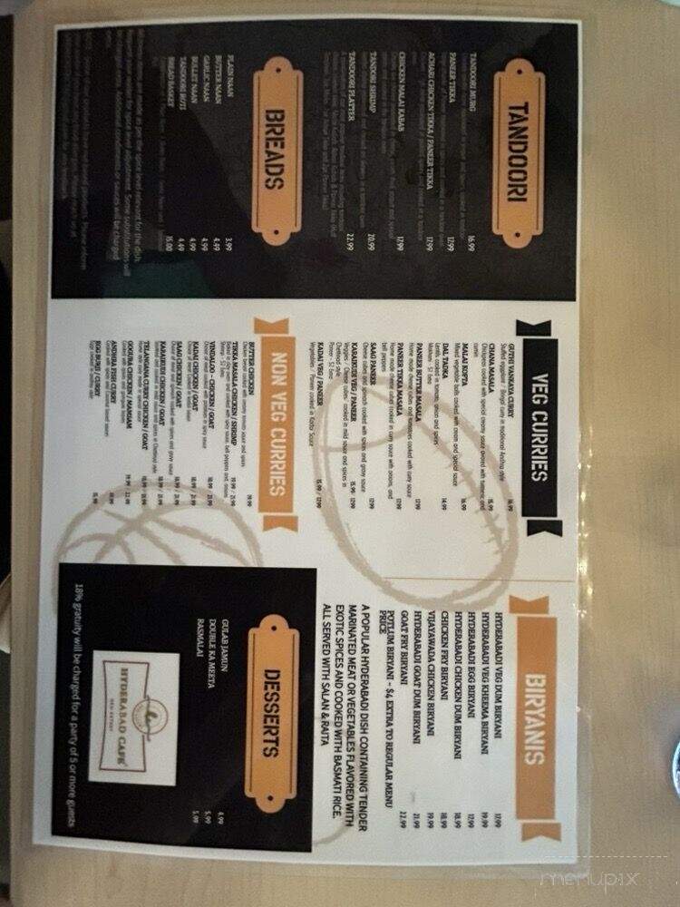 Hyderabad Cafe - Orlando, FL menu_pic