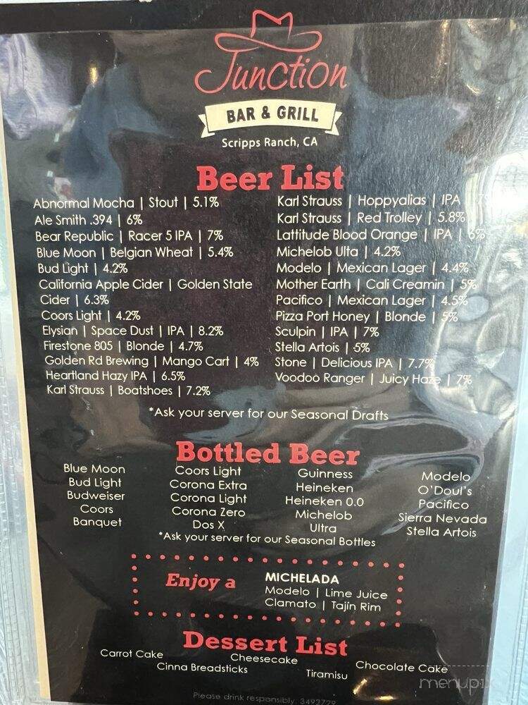 Junction - San Diego, CA menu_pic