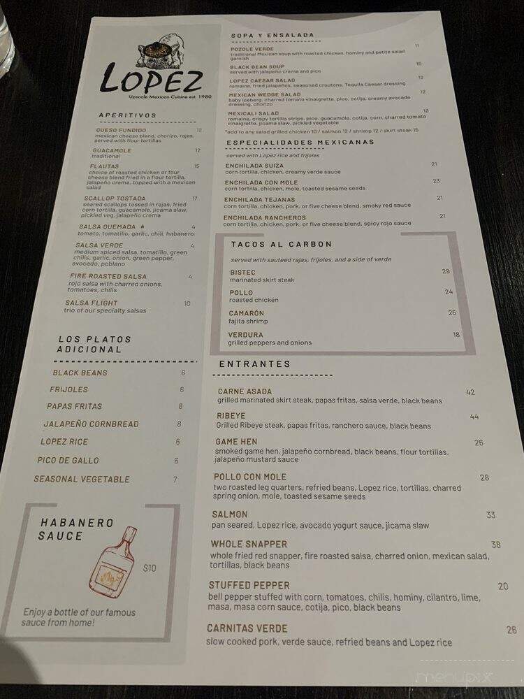 Lopez - Chagrin Falls, OH menu_pic