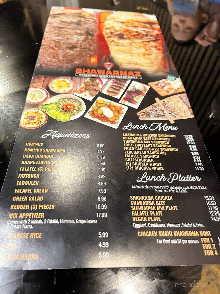 Shawarmaz - Miramar, FL menu_pic
