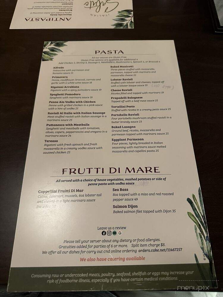 Salute Italian Restaurant - Frisco, TX menu_pic