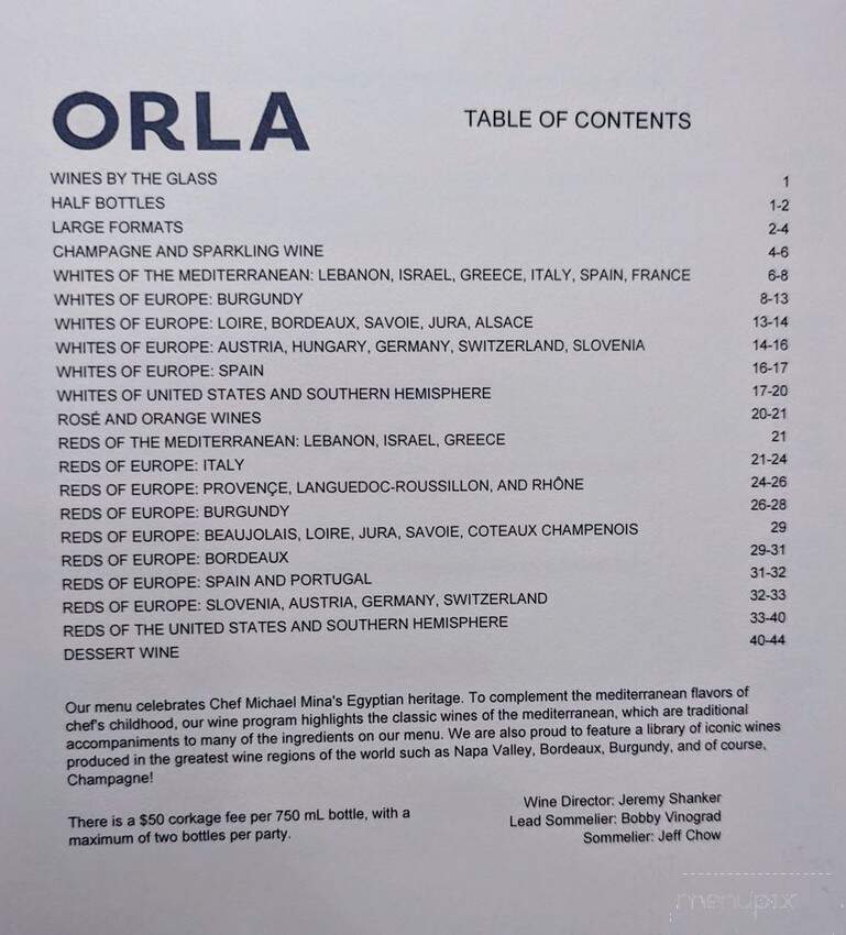 Orla - Las Vegas, NV menu_pic